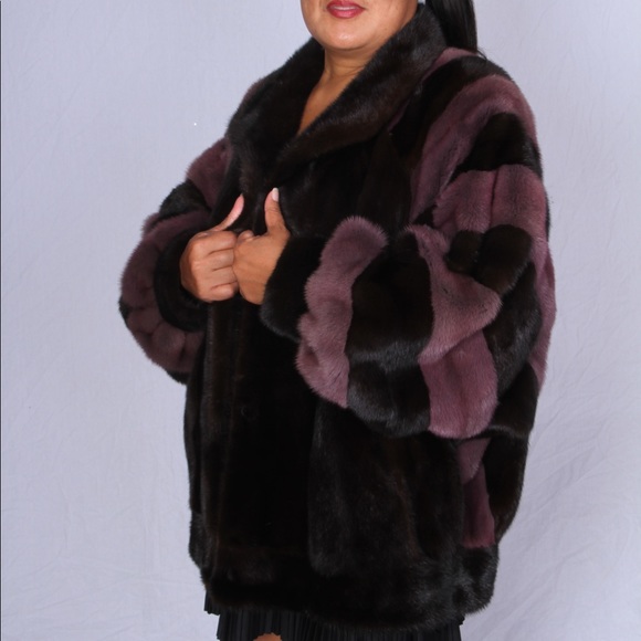 Purple & Black Mink Jacket - Picture 4 of 5